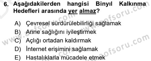 Uluslararası Kamu Maliyesi Dersi 2015 - 2016 Yılı Tek Ders Sınav Soruları 6. Soru