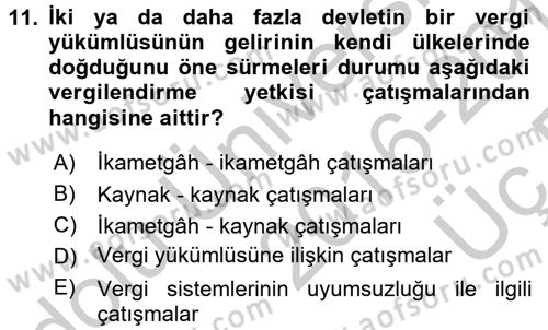 Uluslararası Kamu Maliyesi Dersi 2016 - 2017 Yılı 3 Ders Sınavı 11. Soru