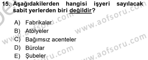 Uluslararası Kamu Maliyesi Dersi 2016 - 2017 Yılı 3 Ders Sınavı 15. Soru