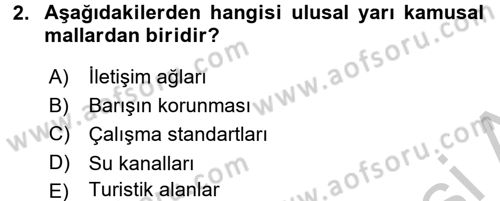 Uluslararası Kamu Maliyesi Dersi 2016 - 2017 Yılı 3 Ders Sınavı 2. Soru