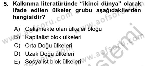 Uluslararası Kamu Maliyesi Dersi 2016 - 2017 Yılı 3 Ders Sınavı 5. Soru