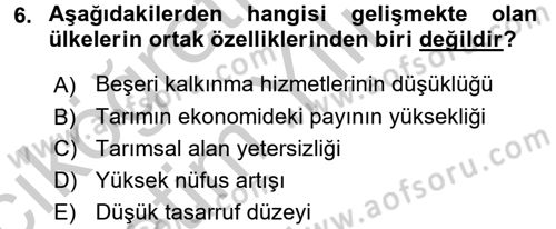 Uluslararası Kamu Maliyesi Dersi 2016 - 2017 Yılı 3 Ders Sınavı 6. Soru