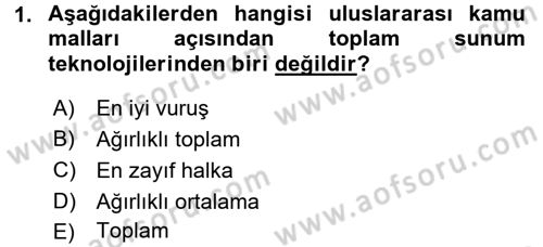Uluslararası Kamu Maliyesi Dersi 2016 - 2017 Yılı (Vize) Ara Sınav Soruları 1. Soru