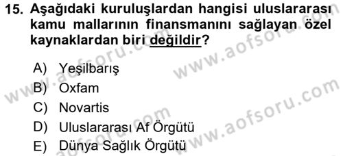 Uluslararası Kamu Maliyesi Dersi 2016 - 2017 Yılı (Vize) Ara Sınav Soruları 15. Soru