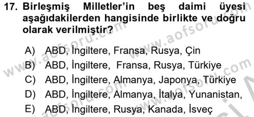 Uluslararası Kamu Maliyesi Dersi 2016 - 2017 Yılı (Vize) Ara Sınav Soruları 17. Soru