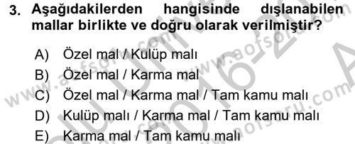 Uluslararası Kamu Maliyesi Dersi 2016 - 2017 Yılı (Vize) Ara Sınav Soruları 3. Soru