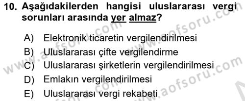 Uluslararası Kamu Maliyesi Dersi 2016 - 2017 Yılı (Final) Dönem Sonu Sınav Soruları 10. Soru