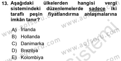 Uluslararası Kamu Maliyesi Dersi 2016 - 2017 Yılı (Final) Dönem Sonu Sınav Soruları 13. Soru