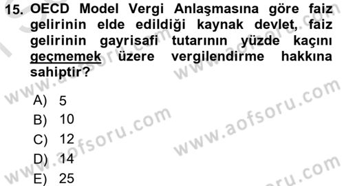 Uluslararası Kamu Maliyesi Dersi 2016 - 2017 Yılı (Final) Dönem Sonu Sınav Soruları 15. Soru