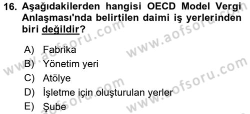 Uluslararası Kamu Maliyesi Dersi 2016 - 2017 Yılı (Final) Dönem Sonu Sınav Soruları 16. Soru