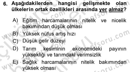 Uluslararası Kamu Maliyesi Dersi 2016 - 2017 Yılı (Final) Dönem Sonu Sınav Soruları 6. Soru