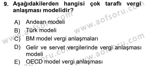 Uluslararası Kamu Maliyesi Dersi 2016 - 2017 Yılı (Final) Dönem Sonu Sınav Soruları 9. Soru
