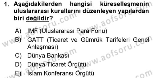 Uluslararası Kamu Maliyesi Dersi 2017 - 2018 Yılı 3 Ders Sınav Soruları 1. Soru