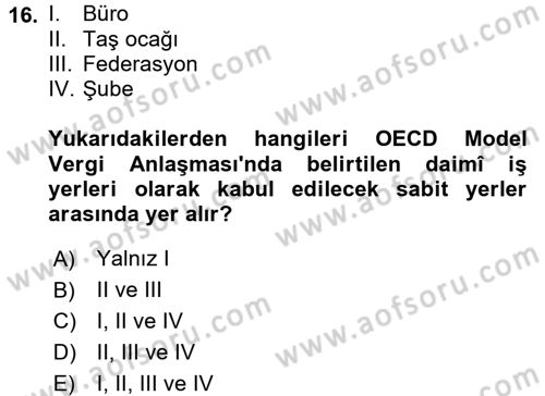 Uluslararası Kamu Maliyesi Dersi 2017 - 2018 Yılı 3 Ders Sınav Soruları 16. Soru