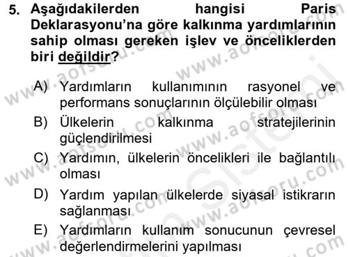 Uluslararası Kamu Maliyesi Dersi 2017 - 2018 Yılı 3 Ders Sınav Soruları 5. Soru