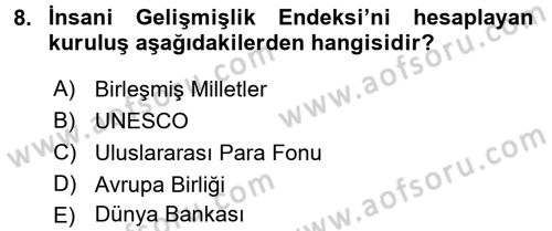 Uluslararası Kamu Maliyesi Dersi 2017 - 2018 Yılı 3 Ders Sınav Soruları 8. Soru