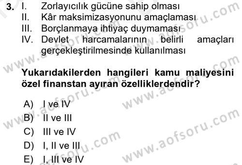 Uluslararası Kamu Maliyesi Dersi 2017 - 2018 Yılı (Vize) Ara Sınavı 3. Soru