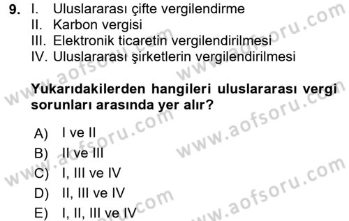 Uluslararası Kamu Maliyesi Dersi 2017 - 2018 Yılı (Final) Dönem Sonu Sınavı 9. Soru