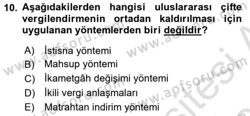 Uluslararası Kamu Maliyesi Dersi 2018 - 2019 Yılı 3 Ders Sınav Soruları 10. Soru