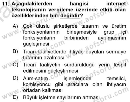 Uluslararası Kamu Maliyesi Dersi 2018 - 2019 Yılı 3 Ders Sınav Soruları 11. Soru