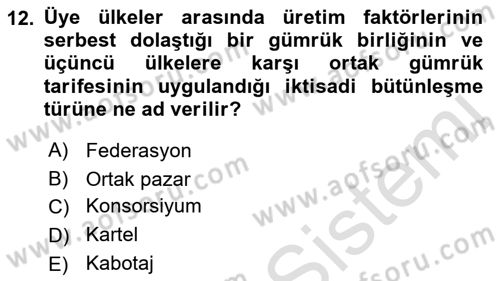 Uluslararası Kamu Maliyesi Dersi 2018 - 2019 Yılı 3 Ders Sınav Soruları 12. Soru