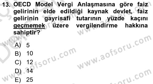 Uluslararası Kamu Maliyesi Dersi 2018 - 2019 Yılı 3 Ders Sınav Soruları 13. Soru