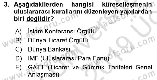 Uluslararası Kamu Maliyesi Dersi 2018 - 2019 Yılı 3 Ders Sınav Soruları 3. Soru