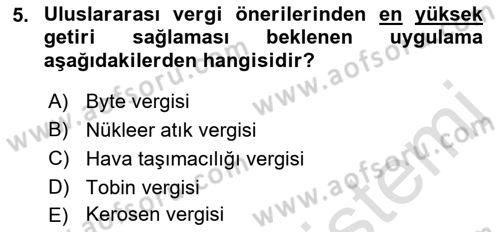 Uluslararası Kamu Maliyesi Dersi 2018 - 2019 Yılı 3 Ders Sınav Soruları 5. Soru