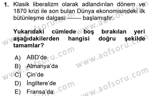 Uluslararası Kamu Maliyesi Dersi 2018 - 2019 Yılı (Vize) Ara Sınav Soruları 1. Soru