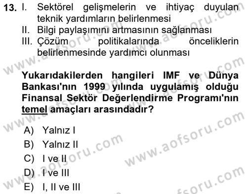 Uluslararası Kamu Maliyesi Dersi 2018 - 2019 Yılı (Vize) Ara Sınav Soruları 13. Soru