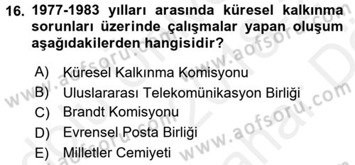 Uluslararası Kamu Maliyesi Dersi 2018 - 2019 Yılı (Vize) Ara Sınav Soruları 16. Soru