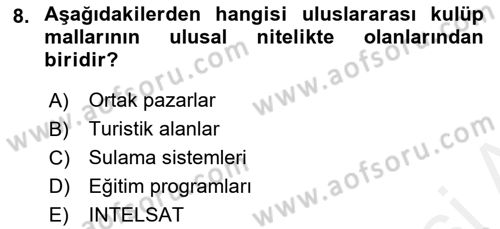 Uluslararası Kamu Maliyesi Dersi 2018 - 2019 Yılı (Vize) Ara Sınav Soruları 8. Soru