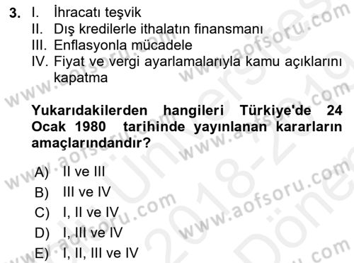Uluslararası Kamu Maliyesi Dersi 2018 - 2019 Yılı (Final) Dönem Sonu Sınav Soruları 3. Soru