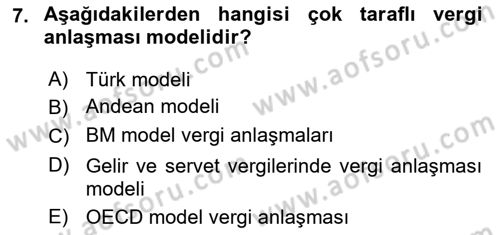 Uluslararası Kamu Maliyesi Dersi 2018 - 2019 Yılı (Final) Dönem Sonu Sınav Soruları 7. Soru