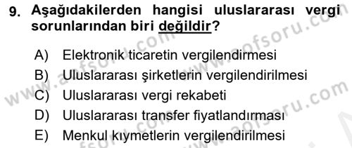 Uluslararası Kamu Maliyesi Dersi 2018 - 2019 Yılı (Final) Dönem Sonu Sınav Soruları 9. Soru