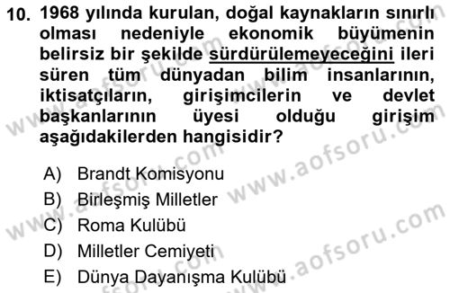 Uluslararası Kamu Maliyesi Dersi 2018 - 2019 Yılı Yaz Okulu Sınav Soruları 10. Soru