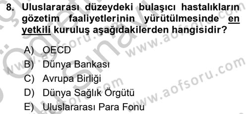 Uluslararası Kamu Maliyesi Dersi 2018 - 2019 Yılı Yaz Okulu Sınav Soruları 8. Soru