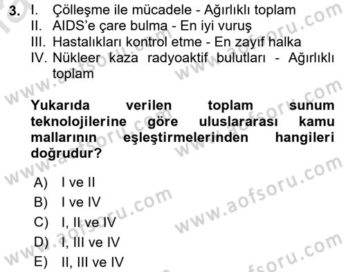 Uluslararası Kamu Maliyesi Dersi 2020 - 2021 Yılı Yaz Okulu Sınav Soruları 3. Soru