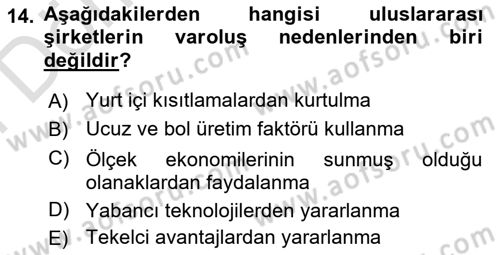 Uluslararası Kamu Maliyesi Dersi 2021 - 2022 Yılı (Final) Dönem Sonu Sınav Soruları 14. Soru