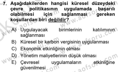 Uluslararası Kamu Maliyesi Dersi 2022 - 2023 Yılı Yaz Okulu Sınav Soruları 7. Soru