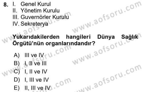 Uluslararası Kamu Maliyesi Dersi 2022 - 2023 Yılı Yaz Okulu Sınav Soruları 8. Soru