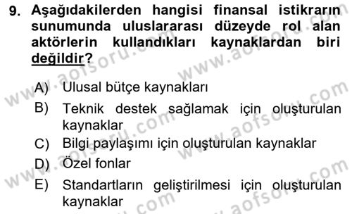 Uluslararası Kamu Maliyesi Dersi 2022 - 2023 Yılı Yaz Okulu Sınav Soruları 9. Soru