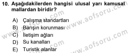 Uluslararası Kamu Maliyesi Dersi 2023 - 2024 Yılı (Vize) Ara Sınav Soruları 10. Soru
