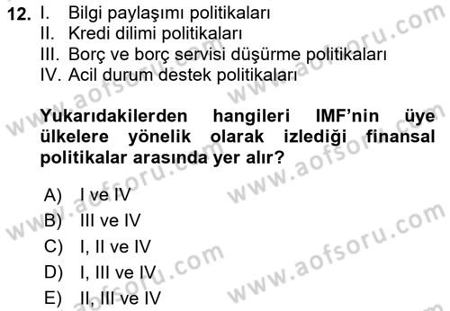 Uluslararası Kamu Maliyesi Dersi 2023 - 2024 Yılı (Vize) Ara Sınav Soruları 12. Soru