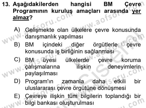 Uluslararası Kamu Maliyesi Dersi 2023 - 2024 Yılı (Vize) Ara Sınav Soruları 13. Soru