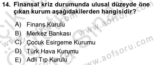 Uluslararası Kamu Maliyesi Dersi 2023 - 2024 Yılı (Vize) Ara Sınavı 14. Soru