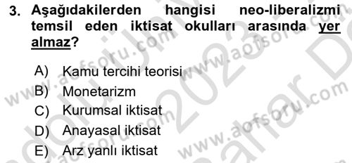 Uluslararası Kamu Maliyesi Dersi 2023 - 2024 Yılı (Vize) Ara Sınav Soruları 3. Soru