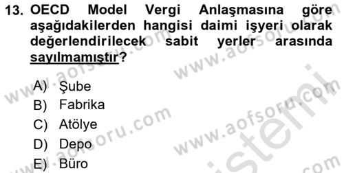 Uluslararası Kamu Maliyesi Dersi 2023 - 2024 Yılı (Final) Dönem Sonu Sınav Soruları 13. Soru
