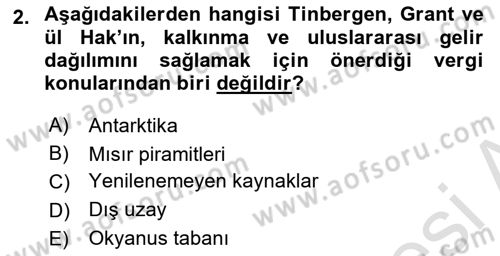 Uluslararası Kamu Maliyesi Dersi 2023 - 2024 Yılı (Final) Dönem Sonu Sınav Soruları 2. Soru