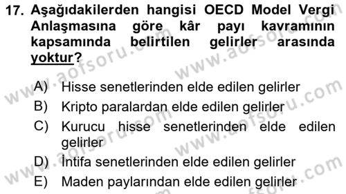 Uluslararası Kamu Maliyesi Dersi 2023 - 2024 Yılı Yaz Okulu Sınav Soruları 17. Soru